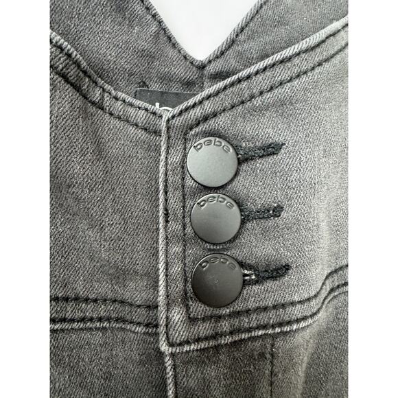 Y2K Bebe High Waisted High Rise V-Front Skinny Jeans Black Gray Grunge Women 32 - Picture 5 of 10